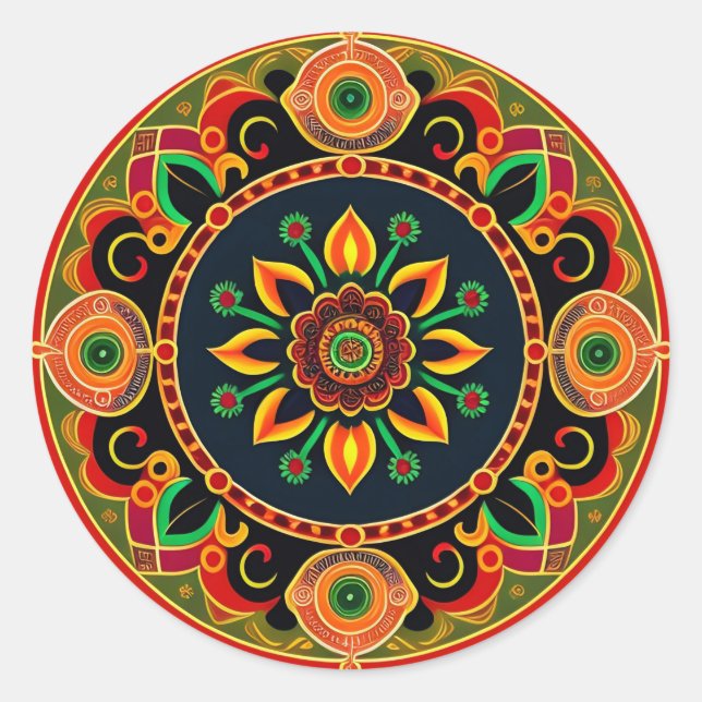 Adesivo Vinheta Design Rangoli (Frente)