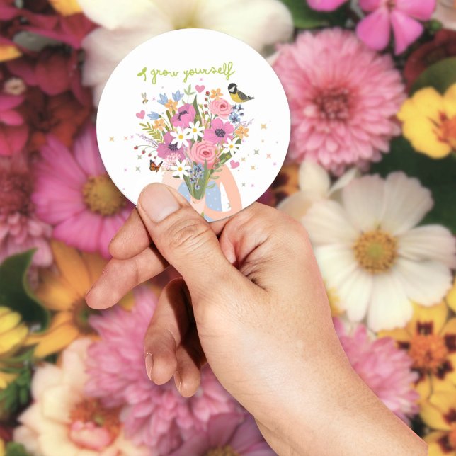 Adesivo Vinheta do círculo "Cresça a si próprio" (Criador carregado)