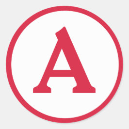 Adesivo Vinheta do círculo vermelho inicial monograma