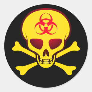 Adesivo Vinheta do crânio de perigo amarelo