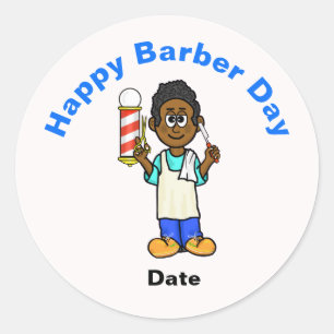Adesivo Vinheta do dia da barba com barbeiro preto