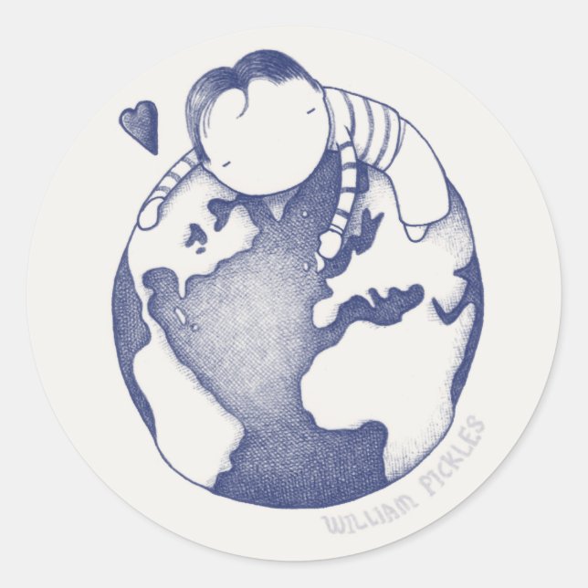 Adesivo Vinheta do Dia da Terra - Azul em Creme (Frente)