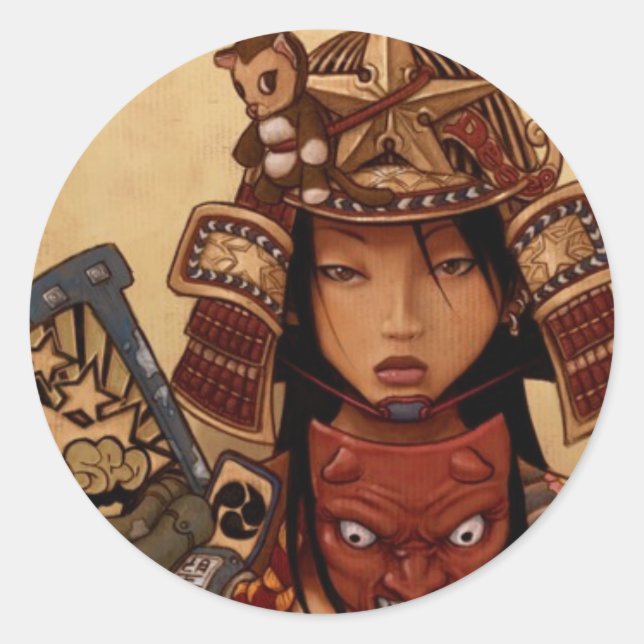 Adesivo Vinheta do diabo Samurai Girl (Frente)