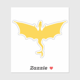 Adesivo vinheta do dragão ouro amarelo-penas