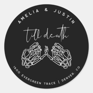 Adesivo Vinheta do Envelope de Casamento Gótico até a Mort