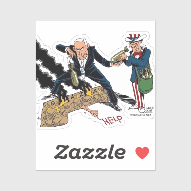 Adesivo Vinheta do genocídio de Israel e do Estado unido (Folha)