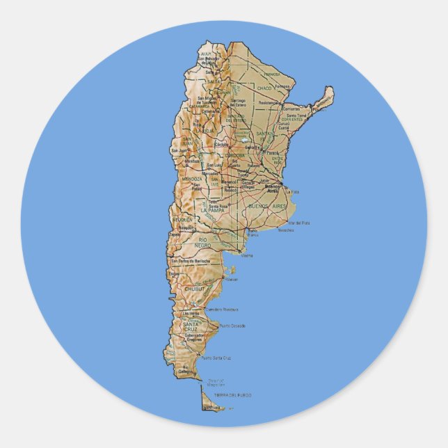 Adesivo Vinheta do Mapa Argentina (Frente)