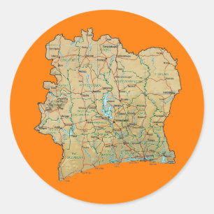 Adesivo Vinheta do mapa da Costa do Marfim