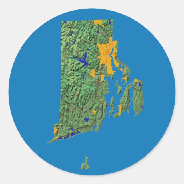 Adesivo Vinheta do Mapa da Ilha Rhode (Frente)