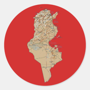 Adesivo Vinheta do Mapa da Tunísia