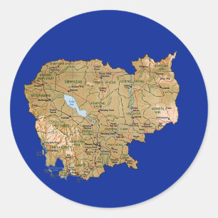 Adesivo Vinheta do mapa do Camboja