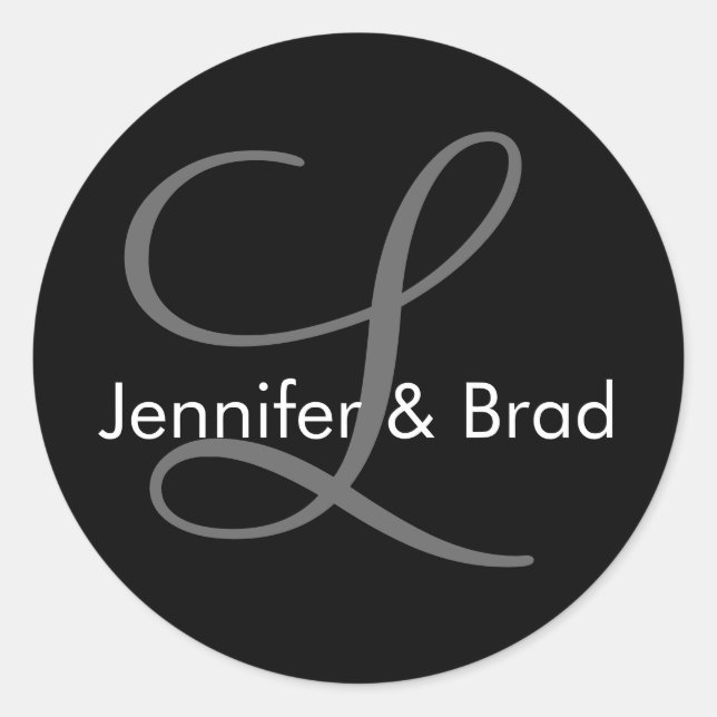 Adesivo Vinheta do Monograma e Envelope de Casamento Perso (Frente)