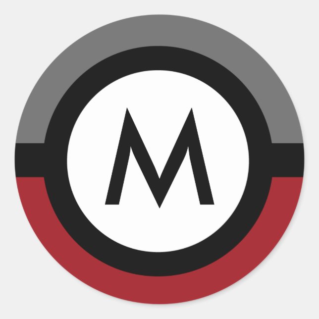 Adesivo Vinheta do Monograma Moderno - Preto/Vermelho/Cinz (Frente)