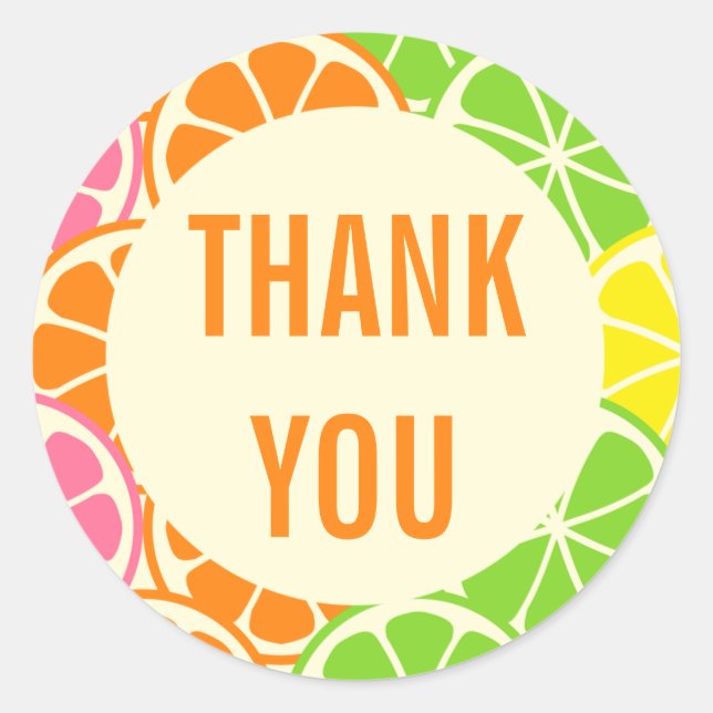 Adesivo Vinheta do Partido das Fatias de Citros Brilhante  (Frente)