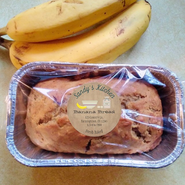 Adesivo Vinheta do produto de pão de banana (Criador carregado)