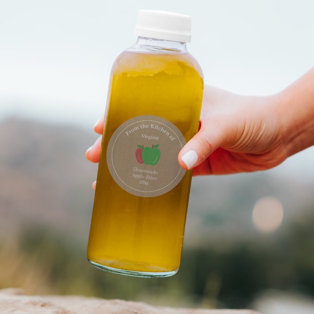 Adesivo Vinheta do Rótulo do Sumo de Maçã Kraft & Russo (Kraft & Rustic Apple Juice Label Sticker)