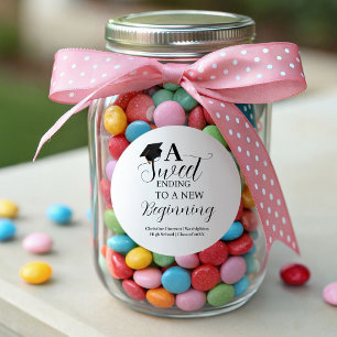 Adesivo Vinheta doce de graduação terminando em um novo co