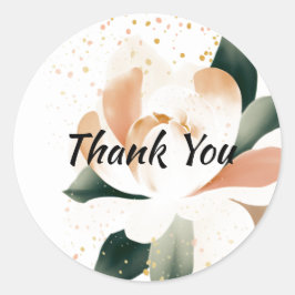 Adesivo Vinheta Dourada de Peony de Aquarela