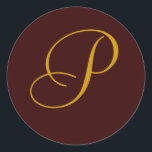 Adesivo Vinheta Dourada de Seal Monograma P<br><div class="desc">Personalizar com suas informações pessoais e cores</div>