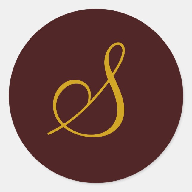 Adesivo Vinheta Dourada de Seal Monograma S de Casamento (Frente)