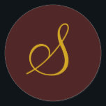 Adesivo Vinheta Dourada de Seal Monograma S de Casamento<br><div class="desc">Personalizar com suas informações pessoais e cores</div>