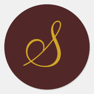 Adesivo Vinheta Dourada de Seal Monograma S de Casamento