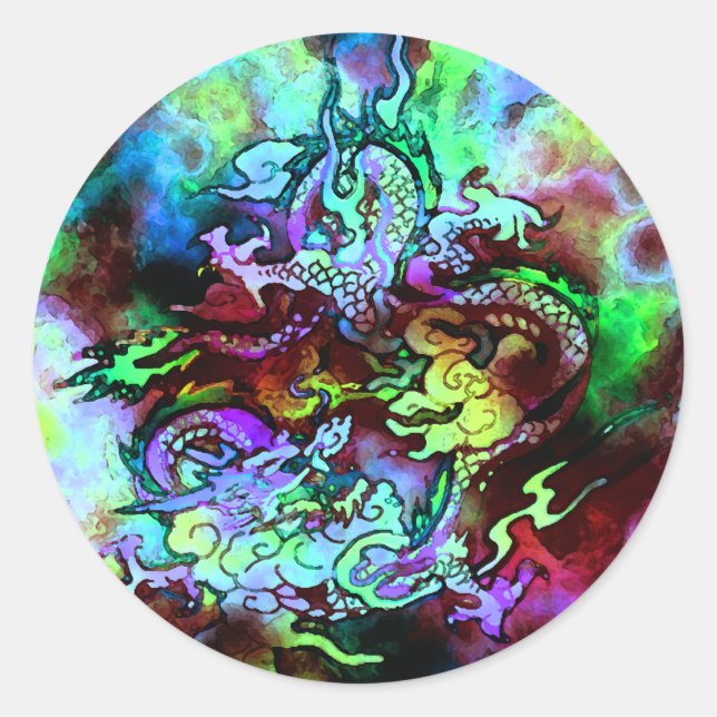 Adesivo Vinheta Dragão Aquarela nº 1 (Frente)