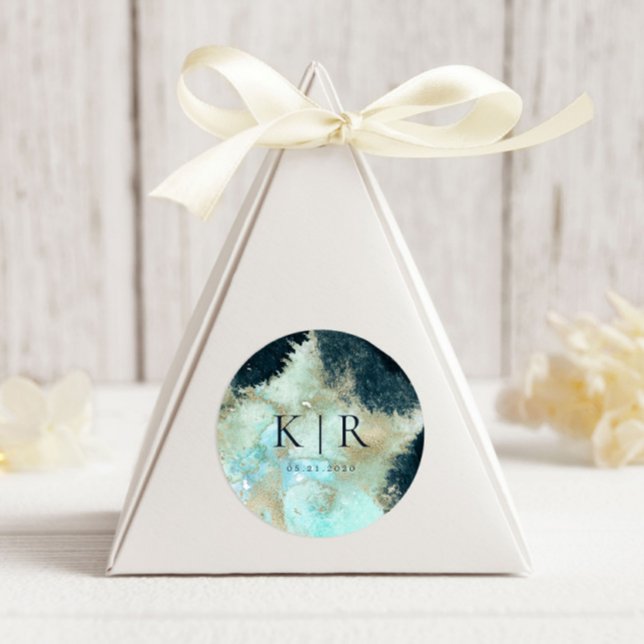 Adesivo Vinheta Elegante Azul e Dourada (Criador carregado)