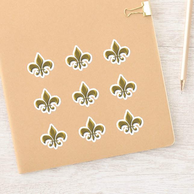 Adesivo Vinheta Elegante de Francês Dourada Fleur de Lis (Notebook)