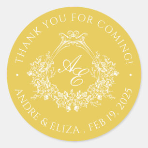 Adesivo Vinheta Elegante de Monograma de Fenda Dourada