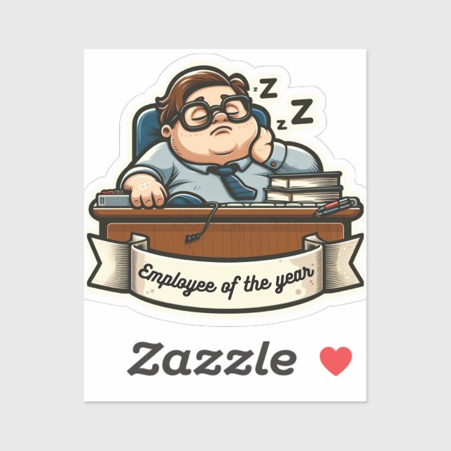 Adesivo Vinheta engraçada "Empregado do ano"- sarcasmo- ma (Folha)