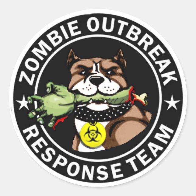 Adesivo Vinheta-Equipe de Resposta a Surtos de Zombie-Bull (Frente)