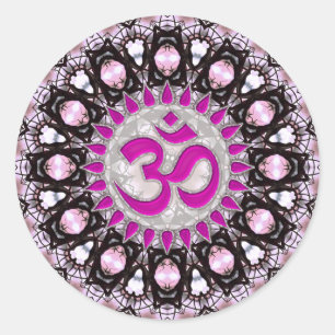 Adesivo Vinheta Espiritual De Aum Gems Rosa