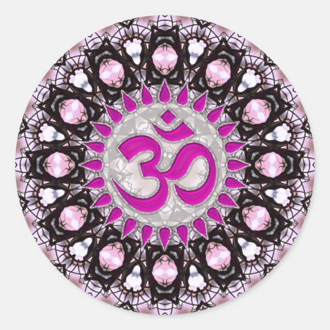 Adesivo Vinheta Espiritual De Aum Gems Rosa (Frente)