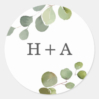 Adesivo Vinheta Eucalyptus De Casamento Monograma Personal
