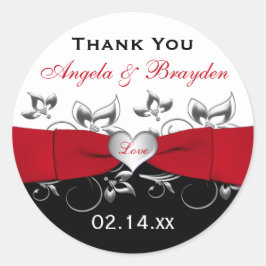 Adesivo Vinheta-Favor de Casamento de Coração Vermelho Bra