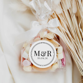 Adesivo Vinheta-Favor de Casamento de Script Preto Mínimo 