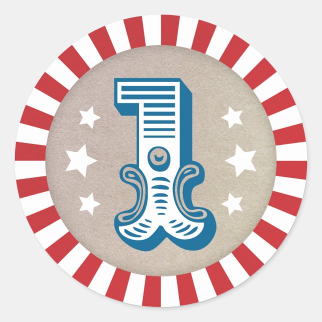 Adesivo Vinheta-Favor do Carnaval de Primeiro Aniversário (Frente)