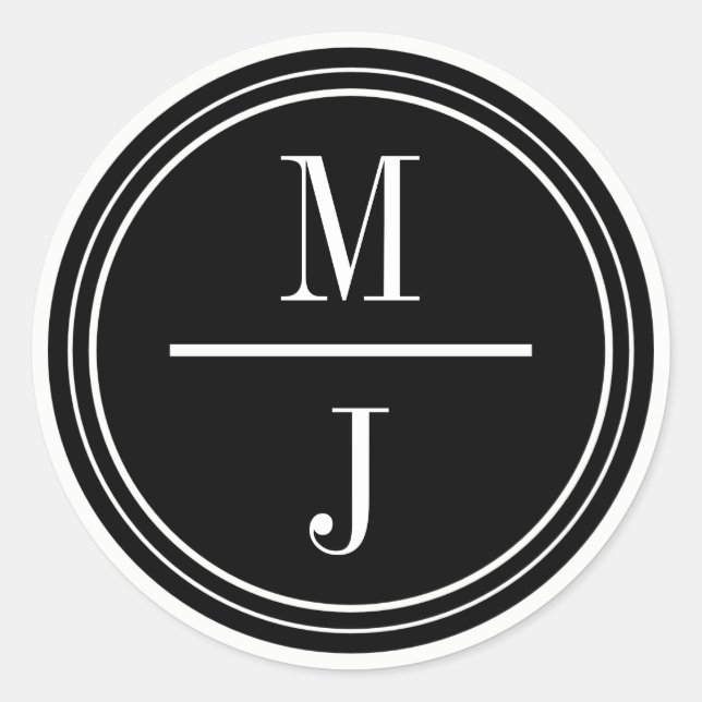 Adesivo Vinheta-Favor do Monograma Simples e Elegante (Frente)