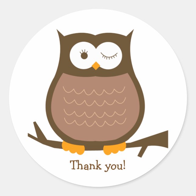 Adesivo Vinheta-Favor Redonda BROWN OWL Round | Envelope S (Frente)