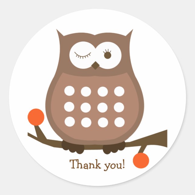 Adesivo Vinheta-Favor Redonda BROWN OWL Round | Envelope S (Frente)