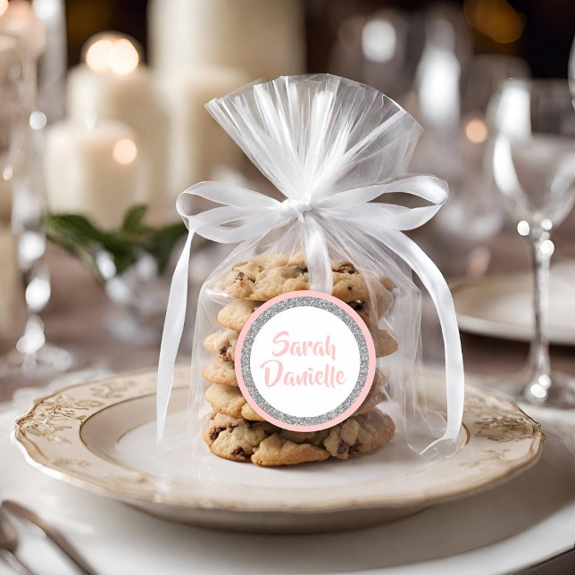 Adesivo Vinheta-favorita de brilho rosa e prata (Criador carregado)