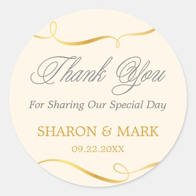 Adesivo Vinheta Favorito De Casamento De Estradas Douradas (Frente)