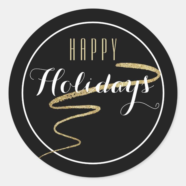 Adesivo Vinheta Feliz de Férias Swoosh Dourado (Frente)