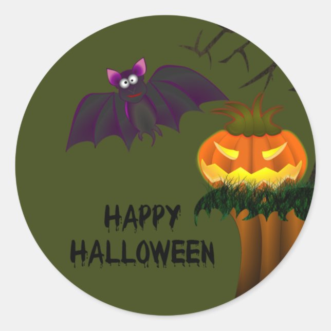 Adesivo Vinheta Feliz de Halloween (Frente)