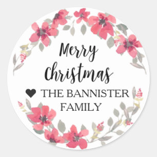 Adesivo Vinheta Feliz de Natal - Natal Vermelho Berry