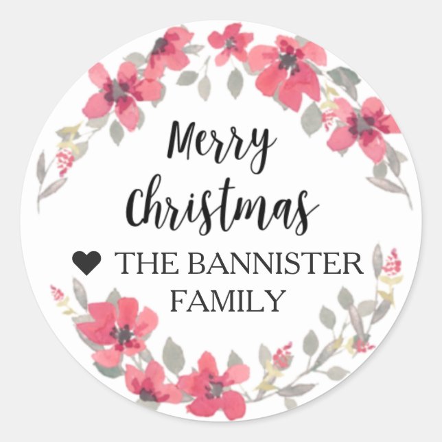 Adesivo Vinheta Feliz de Natal - Natal Vermelho Berry (Frente)