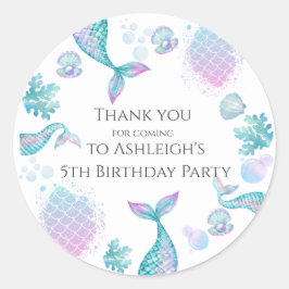 Adesivo Vinheta-Festa de aniversário de Sereia Turquesa