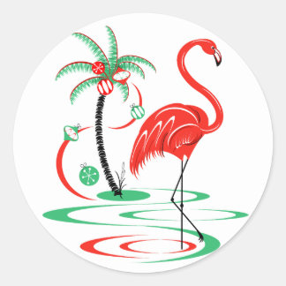 Adesivo Vinheta Flamingo de Natal Vermelho