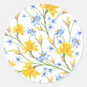 Adesivo Vinheta Floral Azul e Amarela
